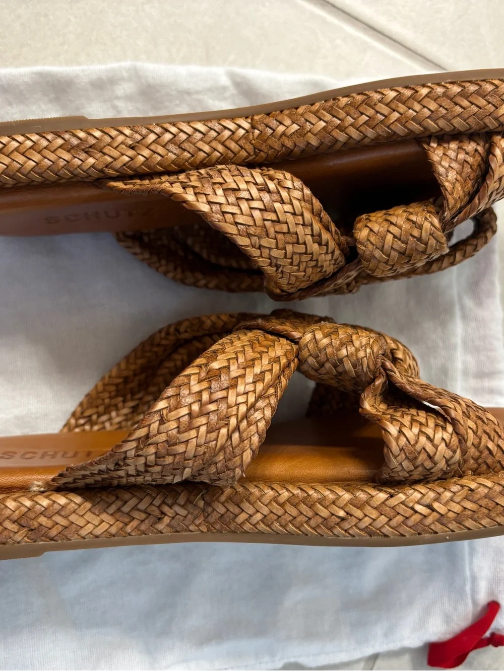 Schutz womens Braided Slide Sandals in Tan 6.5